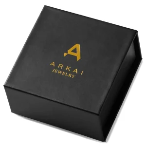 vente à bas prix Arkai Orphic | Clou D’oreille En Acier Inoxydable Argenté à Finition Martelée Avec Zircone Noire – 8 Mm 16