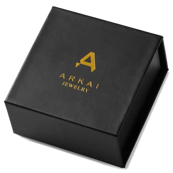vente à bas prix Arkai Orphic | Clou D’oreille En Acier Inoxydable Argenté à Finition Martelée Avec Zircone Noire – 8 Mm 6