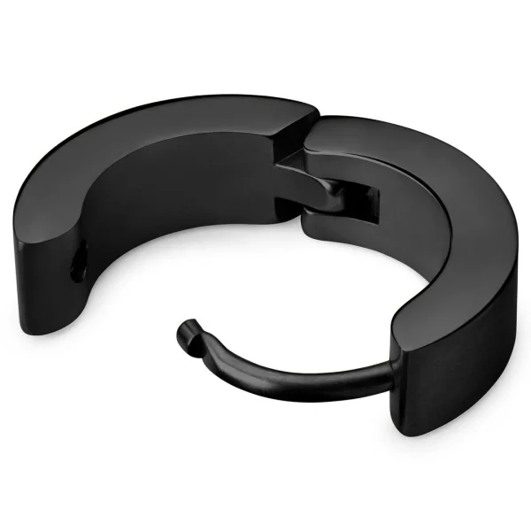 Lucleon Boucle D’oreille – Anneau Noir à Profil Plat livraison la plus rapide 3