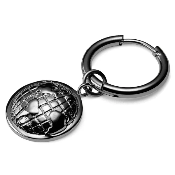 Lucleon Boucle D’oreille En Acier Noir Avec Pendentif Globe Terrestre prix abordable 1