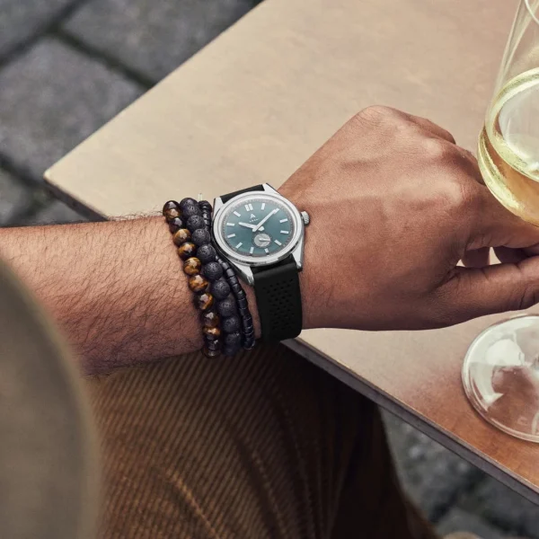 Arkai Mond | Montre Meteorite En Acier Inoxydable Argenté Et Bleu en vente 6