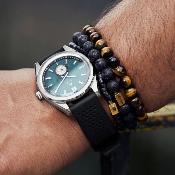 Arkai Mond | Montre Meteorite En Acier Inoxydable Argenté Et Bleu en vente 3