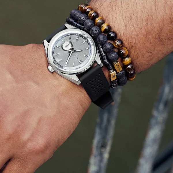 excellent qulity Arkai Mond | Montre Meteorite En Acier Inoxydable Argenté Et Gris 3