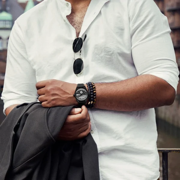 Arkai Mond | Montre Meteorite En Acier Inoxydable Noir marque pas cher 7