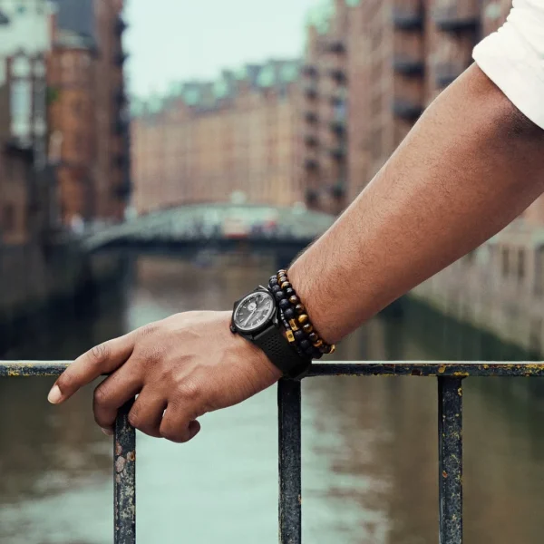 Arkai Mond | Montre Meteorite En Acier Inoxydable Noir marque pas cher 5