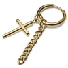 Lucleon Boucle D’oreille En Acier Doré Avec Pendentifs Croix Et Chaîne en vente 20
