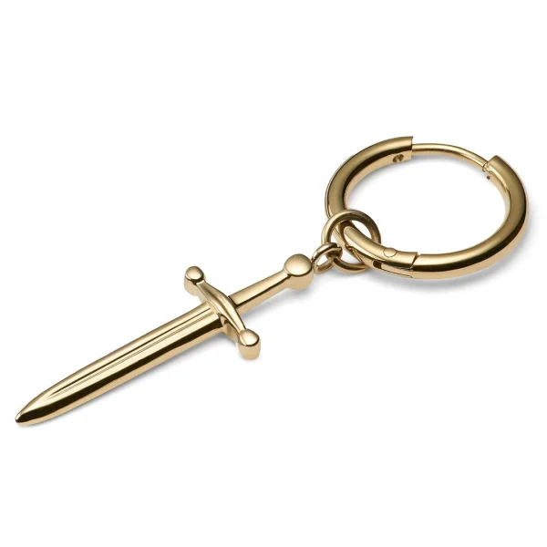 Protections acheteurs Lucleon Boucle D’oreille En Acier Doré Avec Pendentif épée 1
