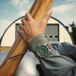 Fawler Apollo | Montre Aviateur En Acier Inoxydable Couleur Vert Et Argent shopping pas cher 12