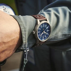 magasin paris Fawler Apollo | Montre Aviateur En Acier Inoxydable Couleur Bleu Et Argent 10