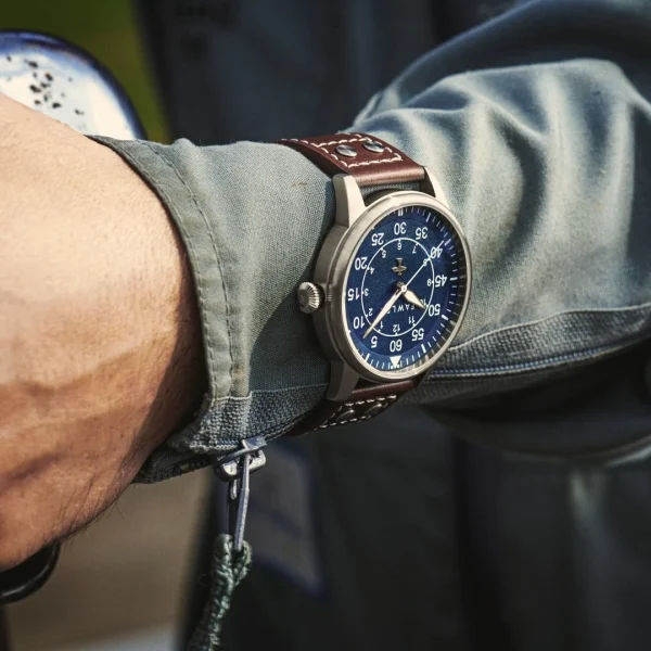magasin paris Fawler Apollo | Montre Aviateur En Acier Inoxydable Couleur Bleu Et Argent 3