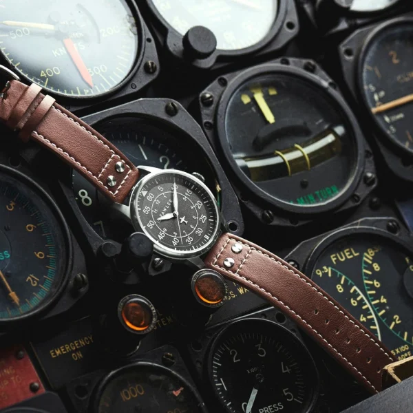 Fawler Apollo | Montre Aviateur En Acier Inoxydable Couleur Noir Et Argent comparez les prix 7