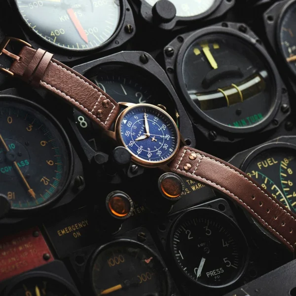 Achat Fawler Apollo | Montre Aviateur Bleue Et Cuivre En Acier Inoxydable 7