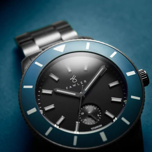 à prix imbattables Fawler Makalu | Montre De Plongée En Titane Brossé Avec Lunette Bleue 4