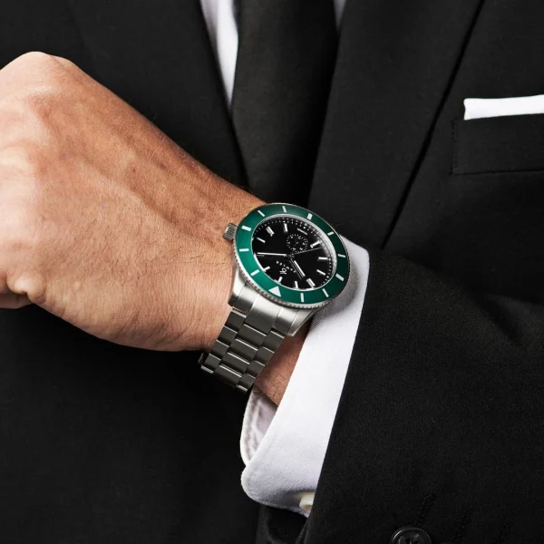 Fawler Makalu | Montre De Plongée En Titane Brossé Avec Lunette Verte Réductions 3