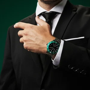 Fawler Makalu | Montre De Plongée En Titane Brossé Avec Lunette Verte Réductions 12