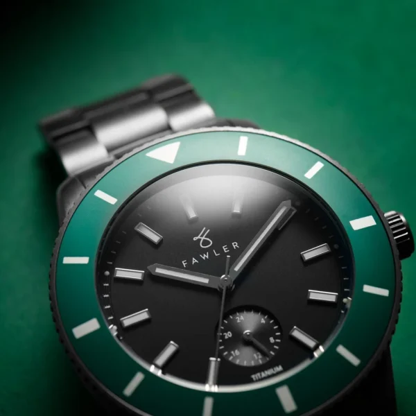 Fawler Makalu | Montre De Plongée En Titane Brossé Avec Lunette Verte Réductions 5
