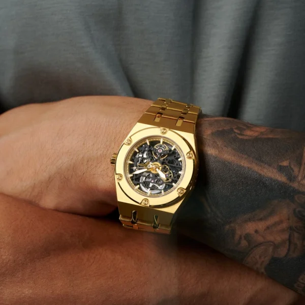 site officiel Arkai Montre Squelette Automatique Dorée Aadi Mamut 7
