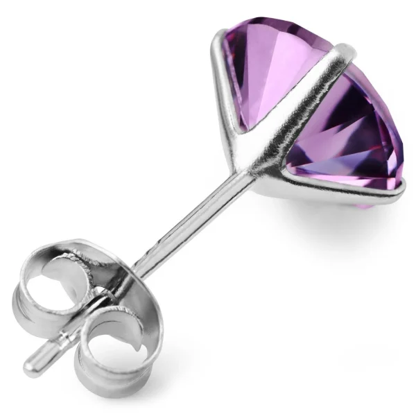 Pas Cher soldes France Lucleon Boucle D’oreille Ronde Et Violet Clair En Zircone – 8 Mm 3