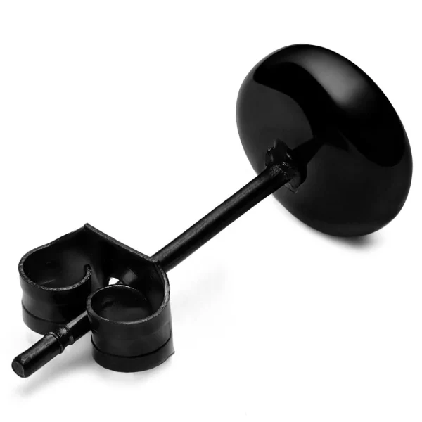 Livraison internationale Lucleon Boucle D’oreille “bouton” En Acier Noir 6 Mm 3