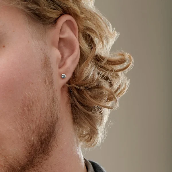 marque pas cher Lucleon Clou D’oreille “bouton” En Acier Argenté 4 Mm 4