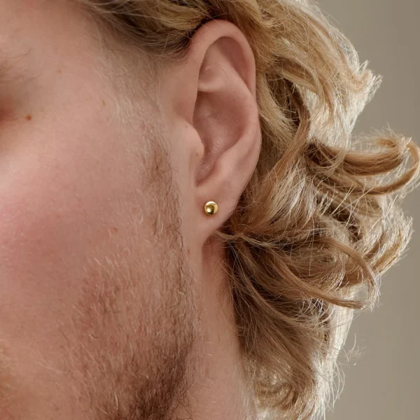 Lucleon Boucle D’oreille “bouton” En Acier Doré De 4 Mm Dernières Nouveautés 4