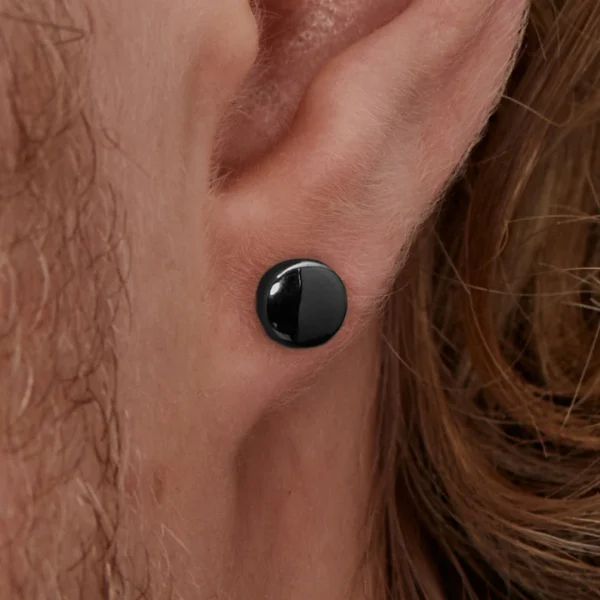 Livraison internationale Lucleon Boucle D’oreille “bouton” En Acier Noir 6 Mm 6