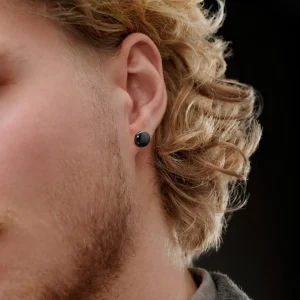 Boutique Lucleon Boucle D’oreille “bouton” En Acier Noir 8 Mm 11