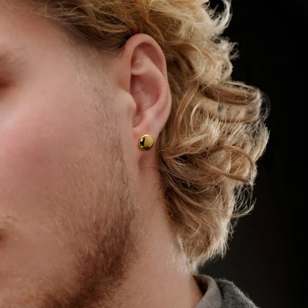 boutique en ligne Lucleon Boucle D’oreille “bouton” En Acier Doré 8 Mm 4