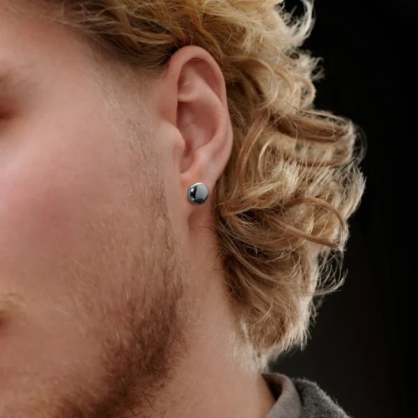 boutique paris Lucleon Boucle D’oreille “bouton” En Acier Argenté 8 Mm 4