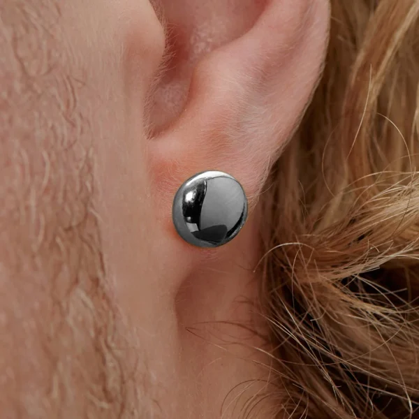 boutique paris Lucleon Boucle D’oreille “bouton” En Acier Argenté 8 Mm 5