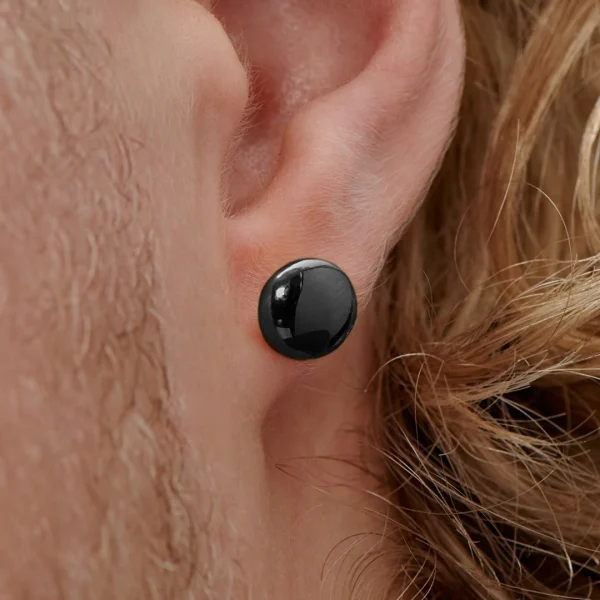 Boutique Lucleon Boucle D’oreille “bouton” En Acier Noir 8 Mm 5
