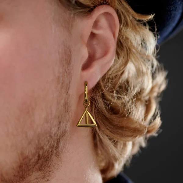 Lucleon Boucle D’oreille En Acier Doré Avec Pendentif Triangle fashioniable 4
