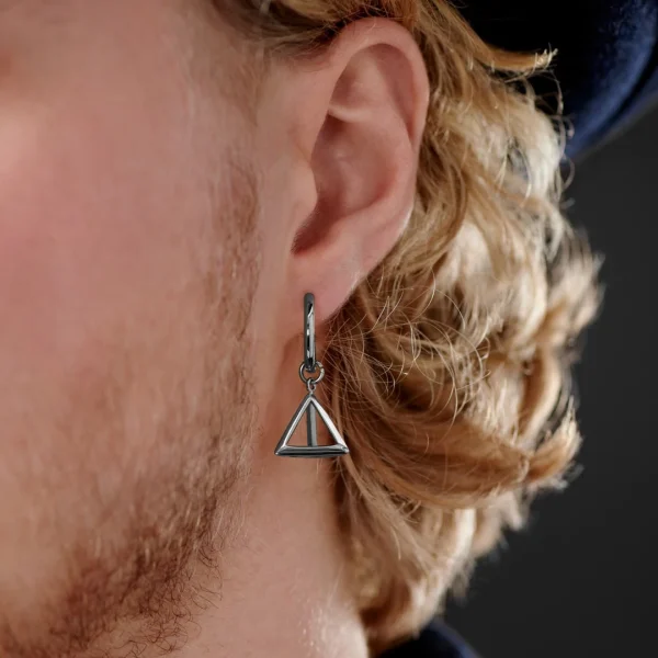 Meilleur Service Lucleon Boucle D’oreille En Acier Argenté Avec Pendentif Triangle 4