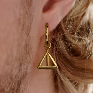 Lucleon Boucle D’oreille En Acier Doré Avec Pendentif Triangle fashioniable 16
