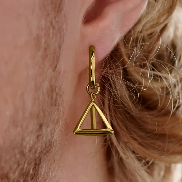 Lucleon Boucle D’oreille En Acier Doré Avec Pendentif Triangle fashioniable 6
