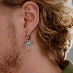 soldes Lucleon Boucle D’oreille En Acier Argenté Avec Pendentif Palmier 9
