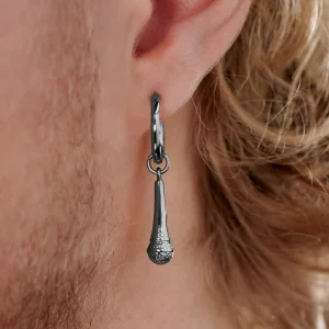 Lucleon Boucle D’oreille En Acier Argenté Avec Pendentif Microphone prix pas cher 16
