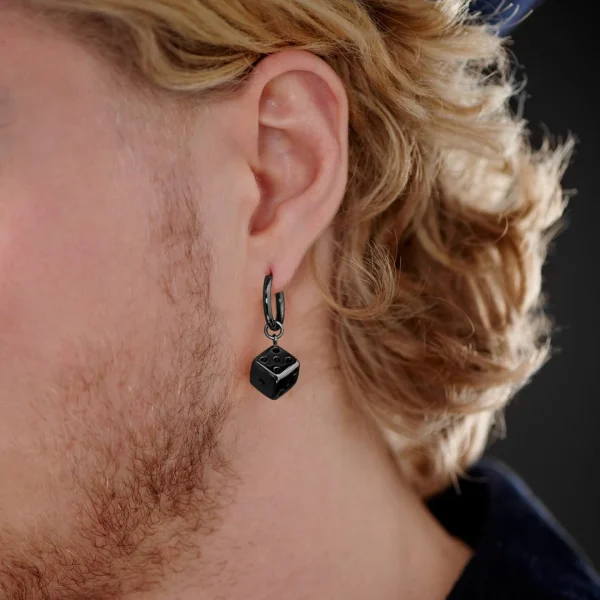 Lucleon Boucle D’oreille En Acier Noir Avec Pendentif Dé REMISE allant jusqu. 6