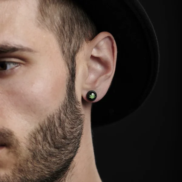 Fort Tempus Boucle D’oreille Magnétique Feuille De Cannabis site pas cher 5