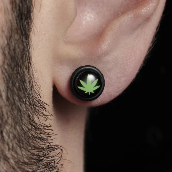 Fort Tempus Boucle D’oreille Magnétique Feuille De Cannabis site pas cher 7