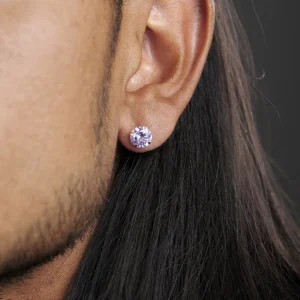 Pas Cher soldes France Lucleon Boucle D’oreille Ronde Et Violet Clair En Zircone – 8 Mm 12