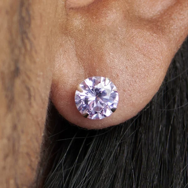Pas Cher soldes France Lucleon Boucle D’oreille Ronde Et Violet Clair En Zircone – 8 Mm 6