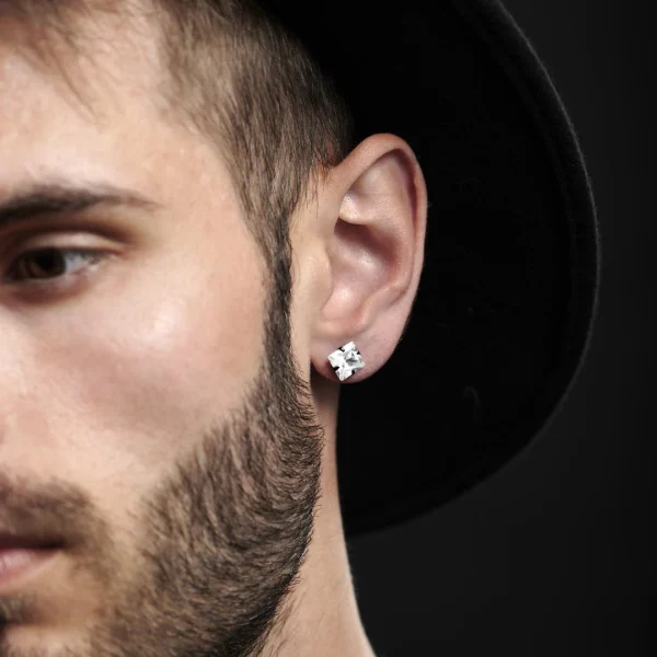 Lucleon Boucle D’oreille Noir Mat Et Zircone Vente 4