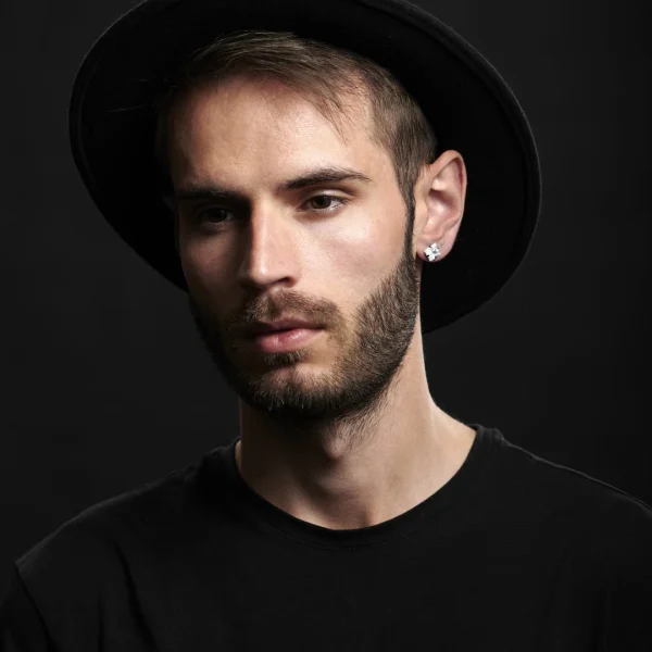 Lucleon Boucle D’oreille Noir Mat Et Zircone Vente 5