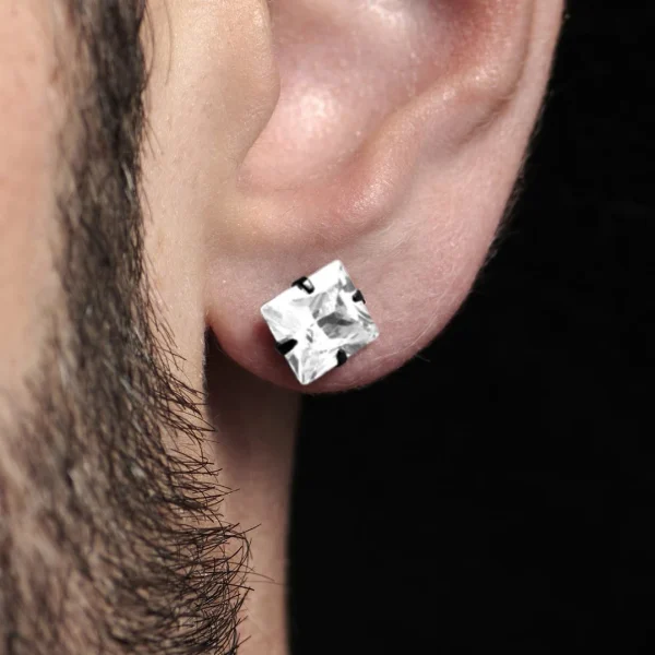 Lucleon Boucle D’oreille Noir Mat Et Zircone Vente 6