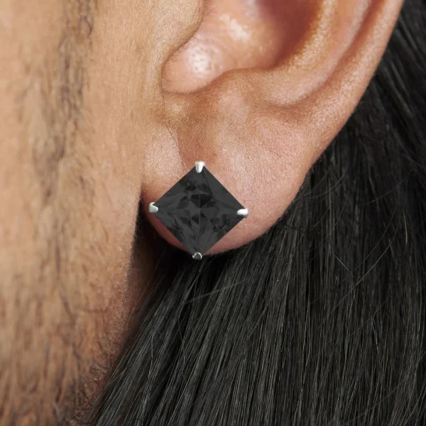 Authentic Original licence Lucleon Boucle D’oreille Carré Noir En Zircone – 10 Mm 6