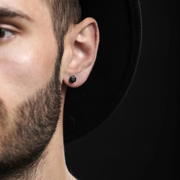 Lucleon Clou D’oreille 6mm Avec Zircone Noire ultratendance 6