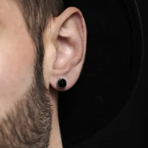 Fort Tempus Boucle D’oreille Stud à Zircone Noire 8mm Top ventes 16