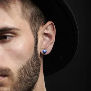 boutique en ligne Fort Tempus Clou D’oreille Circulaire Bleu 8mm 14