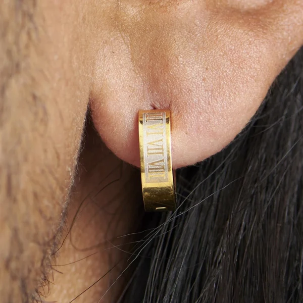 marques pas cher Fort Tempus Boucle D’oreille Chiffres Romains Couleur Or 7